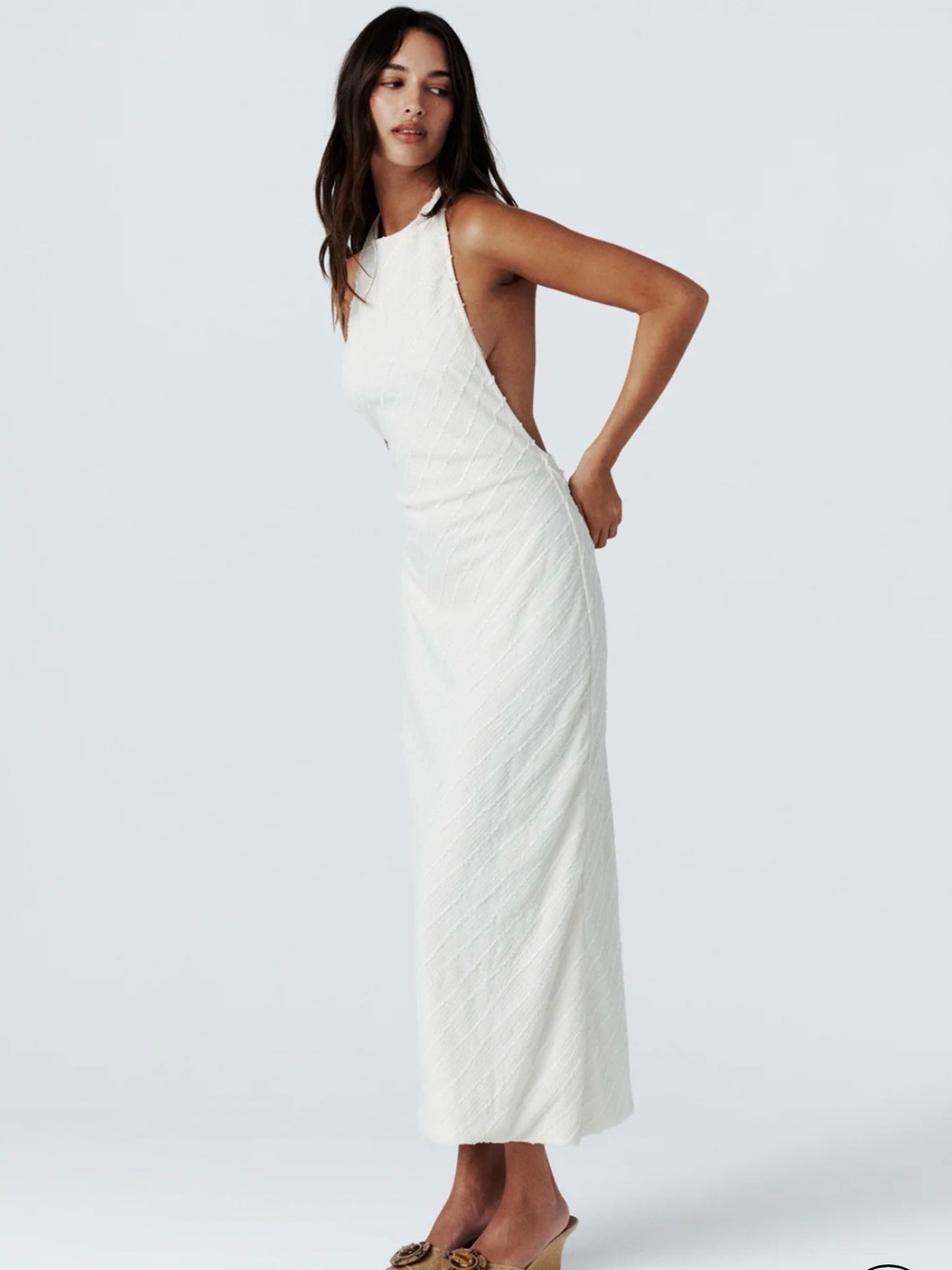 With Jean White Halter Dress
